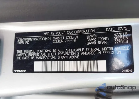 2016 Volvo S60 T5 Premier from USA, damaged, VIN YV1612TK4G2398404